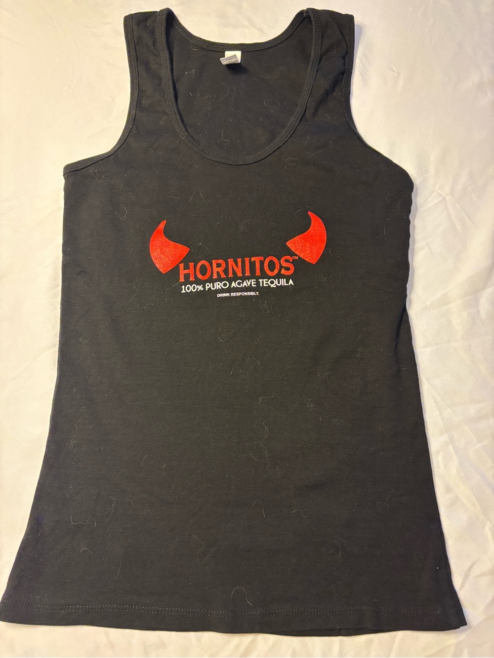 Women's Black Hornitos Logo Tank Top with Red Accent